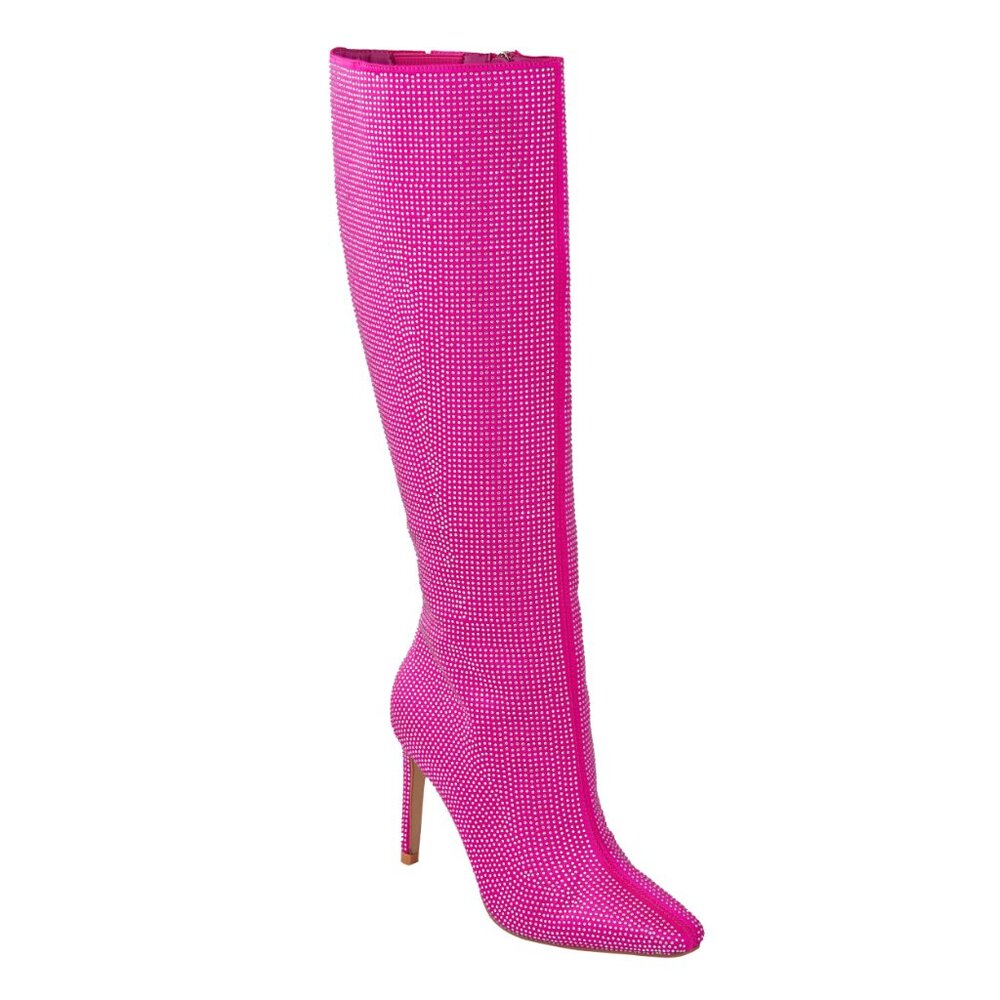 Stylish Modern Fashion Knee High Heel Stilleto Pointy Pink Boots